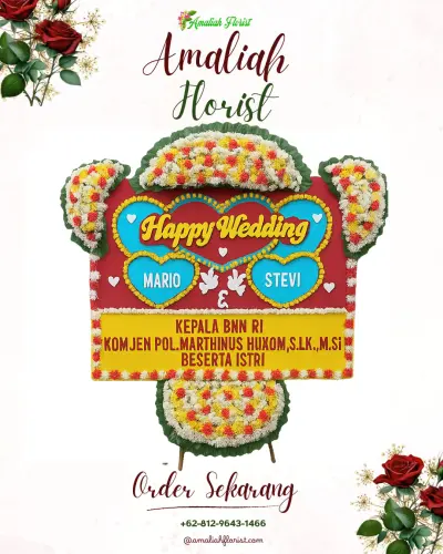 Karangan Papan Bunga Pernikahan di Sukamanah